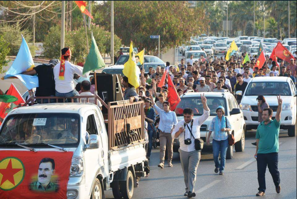 Kurds in Erbil Protest Turkish Airstrikes Against the Kurdistan Workers Party (PKK), July 2015