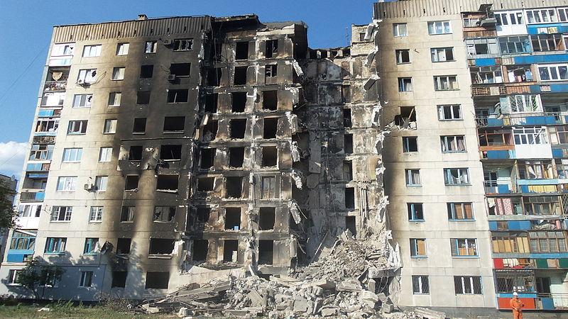 Damaged Apartment Building; Luhansk, Ukraine, Aug 2014