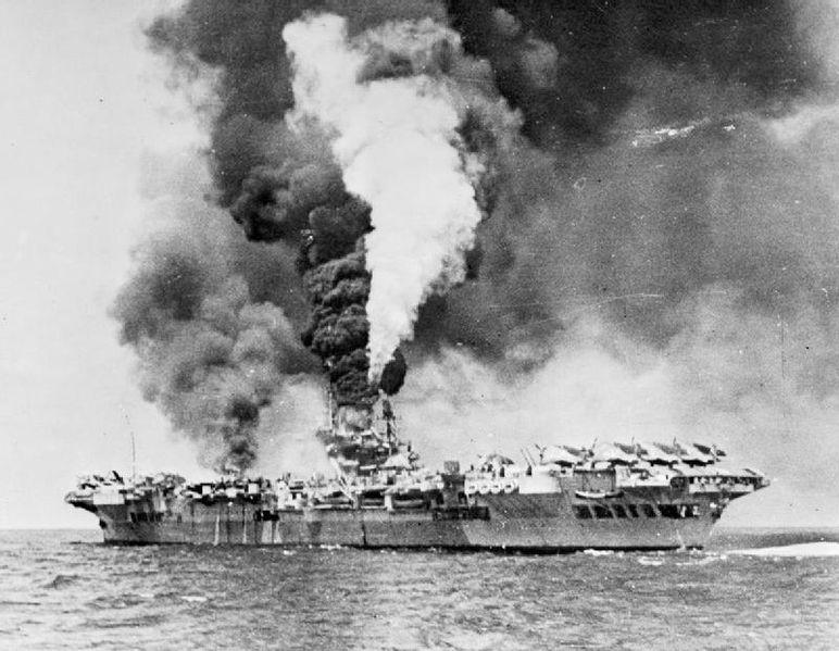 HMS Formidable After Being Struck by Kamikaze, Sakishima Islands, Japan, May 1945