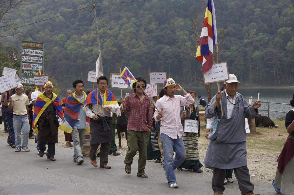 Ethnic Tibetans Protesting Chinese Occupation of Tibet; Pokhara, Nepal, Mar 2015