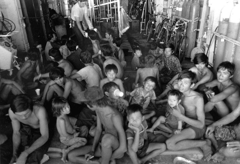 Vietnamese Refugee Children Aboard USS Fox, 1982