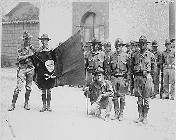 US Marines Capture Sandino Rebel Flag, Nicaragua, 1932