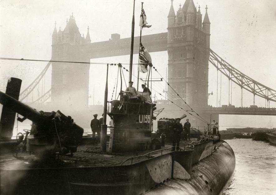 Captured German U-boat Displayed in Post-Armistice London, World War I