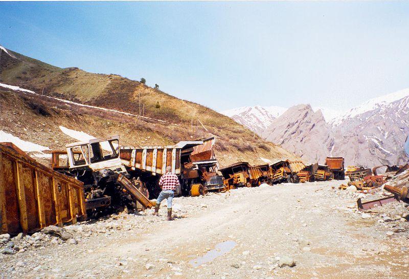 Dead Trucks on Tajik Mountains