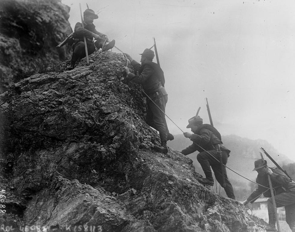 Italian Troops Cross Rugged Alpine Terrain, Italian Front, World War I