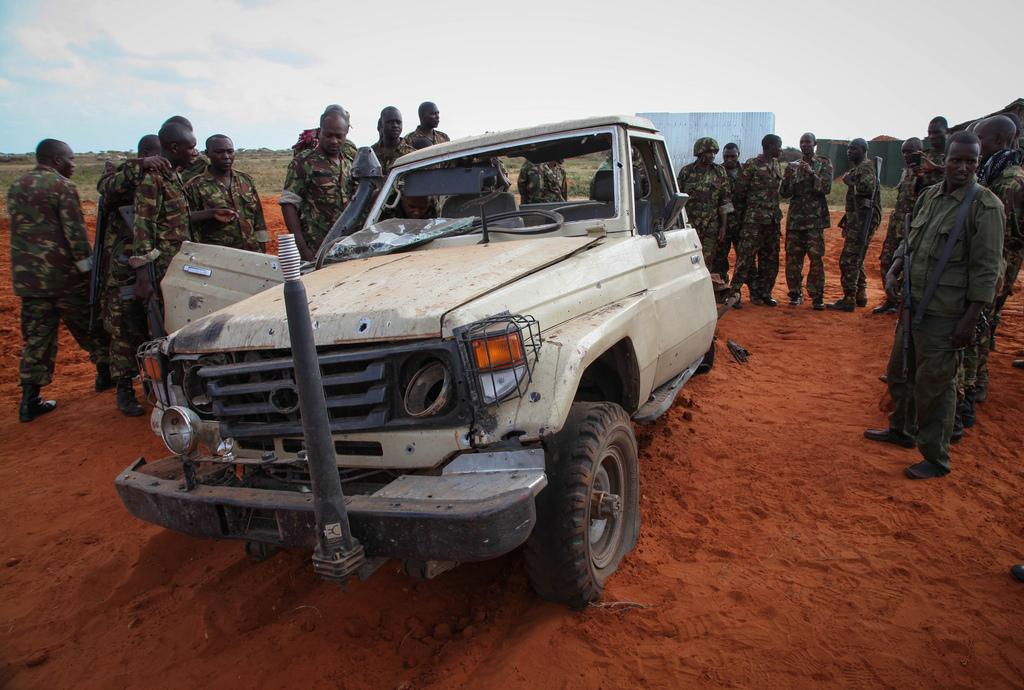 Kenyan Troops With Destroyed Shabaab Technical, Somalia, 2013
