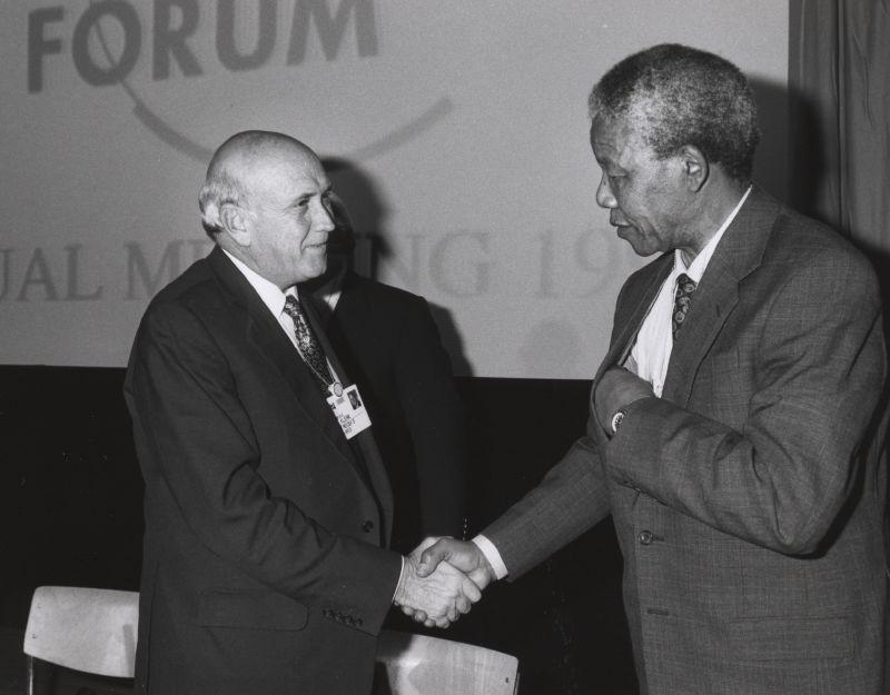 Frederik de Klerk with Nelson Mandela 1992