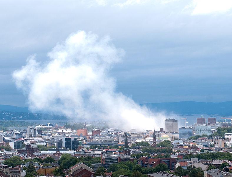 Smoke Rises from Government Building After Breivik Terror Attack, Oslo Norway, Jul 2011