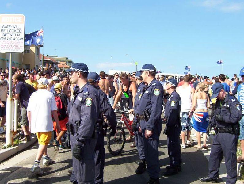 Police Observing Crowds Prior to Cronulla Riots, Australia, 2005