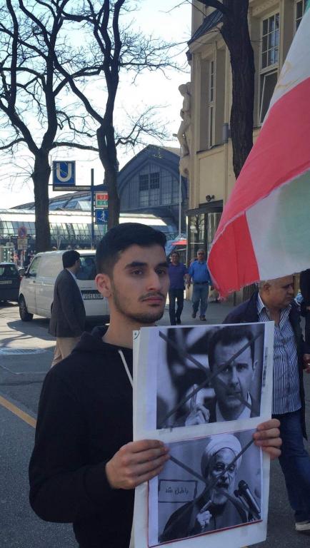 Young Iranian in Germany Protests Syrian and Iranian Regimes; Germany, May 2016