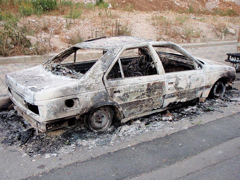 A Damaged Auto During the Unrest in Lebanon, May 2008