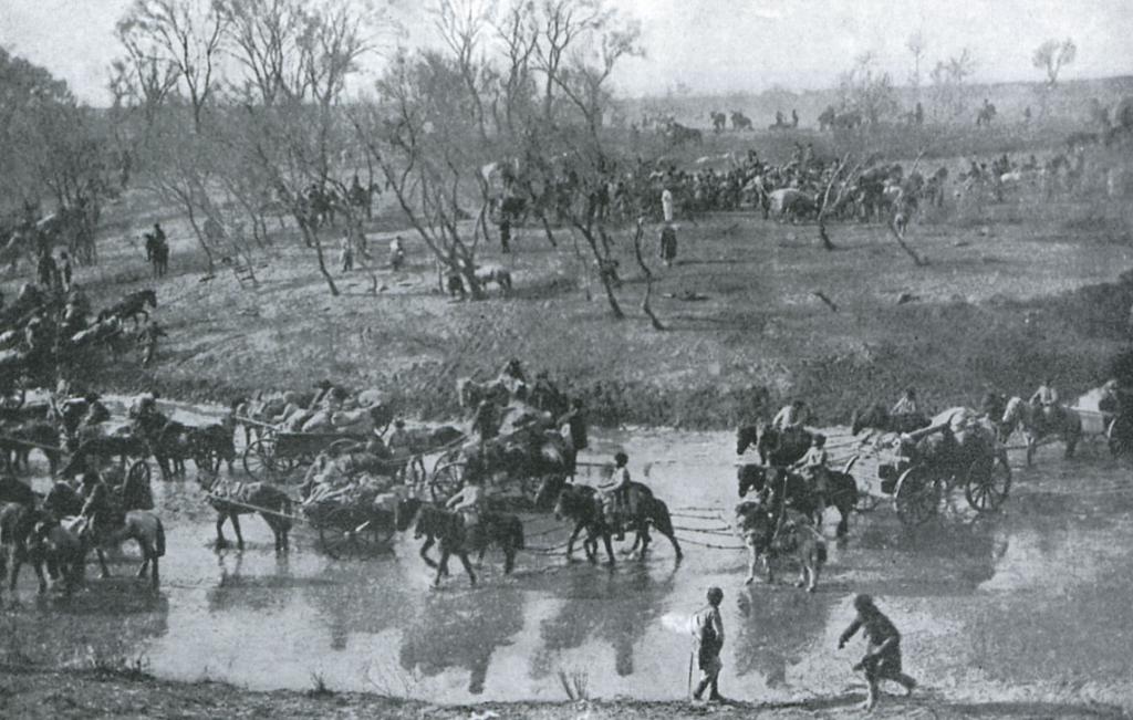 Retreating Russian Army after Mukden; March, 1905