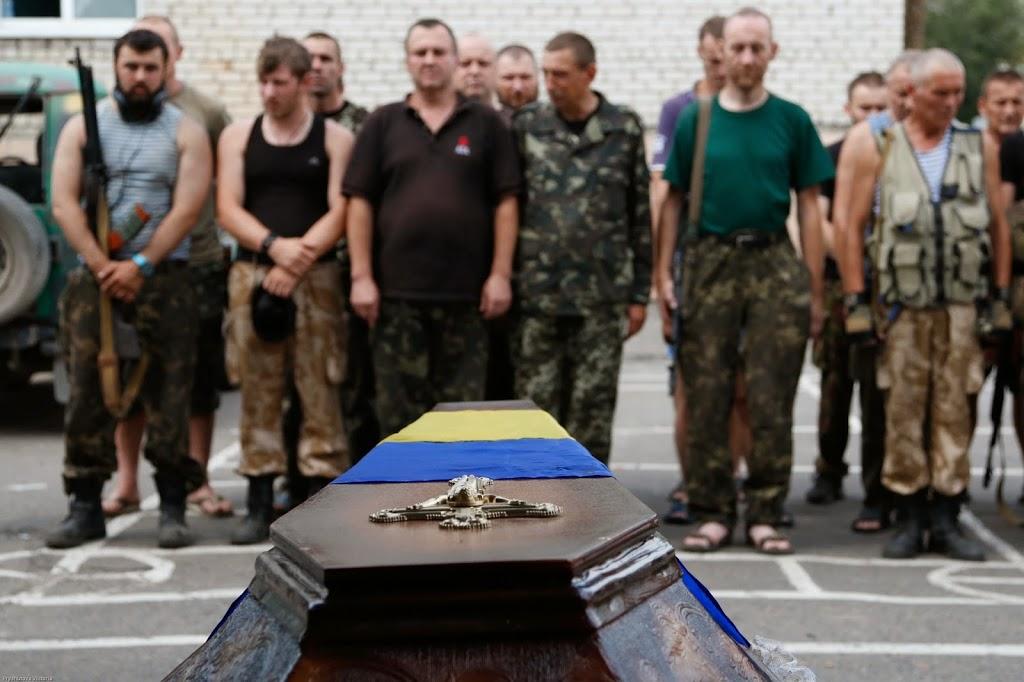 Ukrainian Paramilitaries Hold a Funeral for a Fallen Comrade, Donbass, July 2014