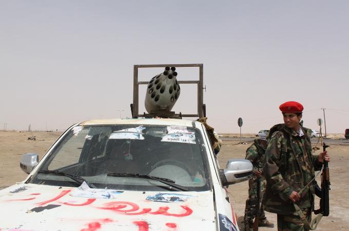 Rebel technical with helicopter rocket launcher - Libyan Civil War