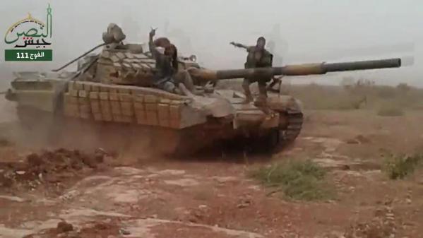 Free Syrian Army Captures Syrian Government T-72 Tank; Markabah, Hama, Syria, Sept 2015