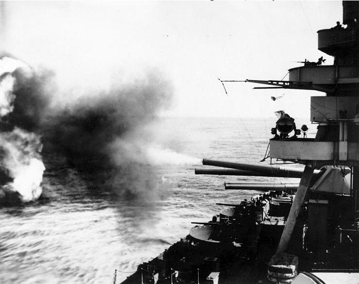USS New York Bombards Iwo Jima, Japan, February 1945