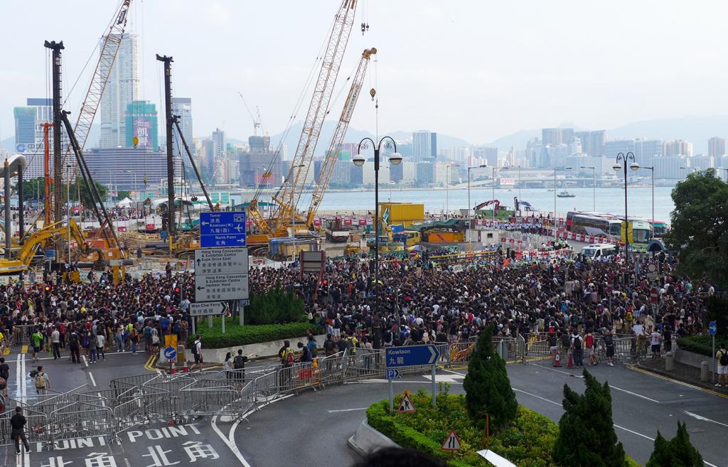 Demonstrators at Golden Bauhinia Sq., Hong Kong, October 2014