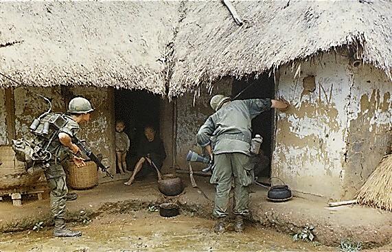 US Soldiers Investigate Home, South Vietnam, October, 1966