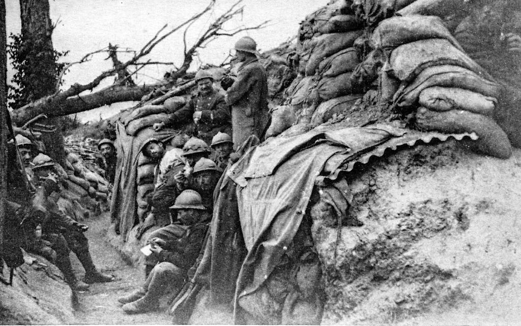 French Infantry in a Verdun Trench; World War I, France, 1916