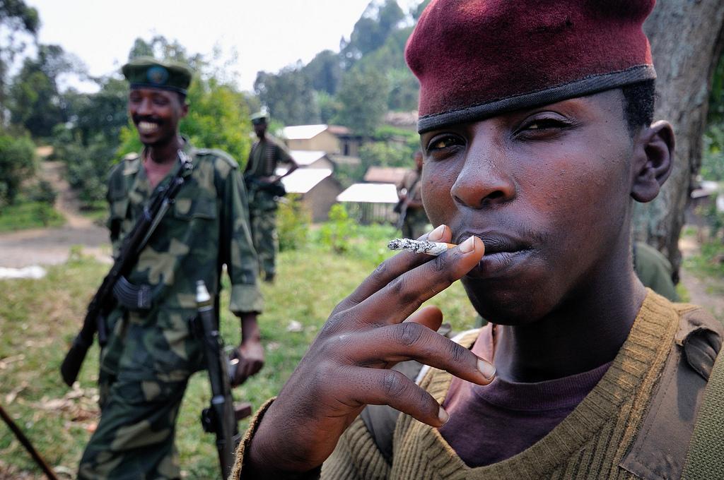 M23 Rebel Smoking; Bunagana, DRC, July 2012