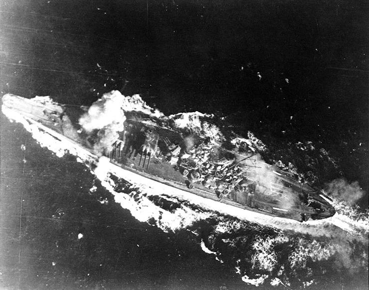 Japanese Battleship Yamato Hit By Bomb, Sibuyan Sea, Philippines, October 1944