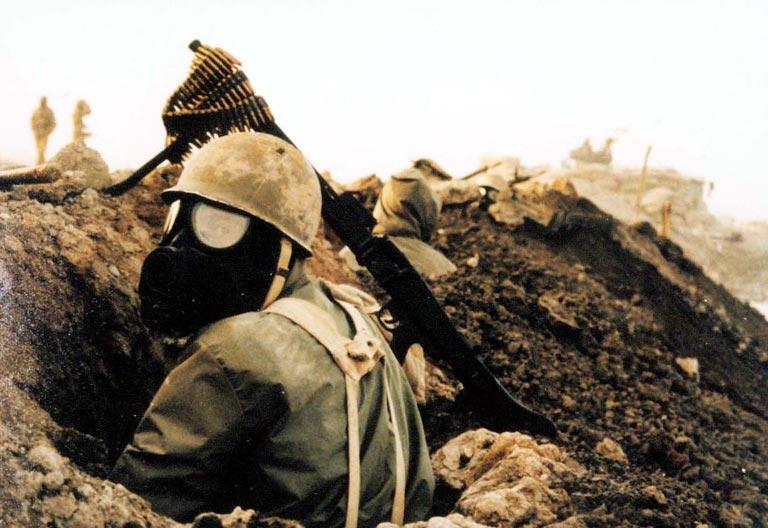 Iran-Iraq War - Iranian Trooper in Gas Mask