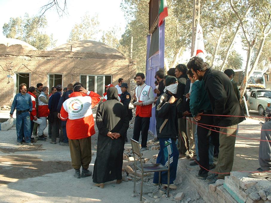 Iranian Red Crescent Workers Help Bam Earthquake Victims, 2003