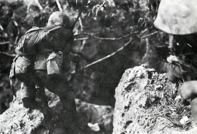 US Marine Moves Through the Jungle of Saipan, Northern Marianas, July 1944