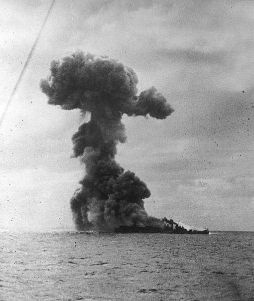 USS Princeton After Being Hit, Battle of Leyte Gulf, Philippines, October 1944