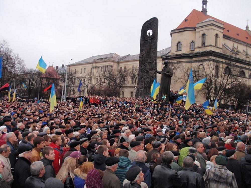 Euromaidan Protests at Shevchenko Monument, Lviv Ukraine, 2013