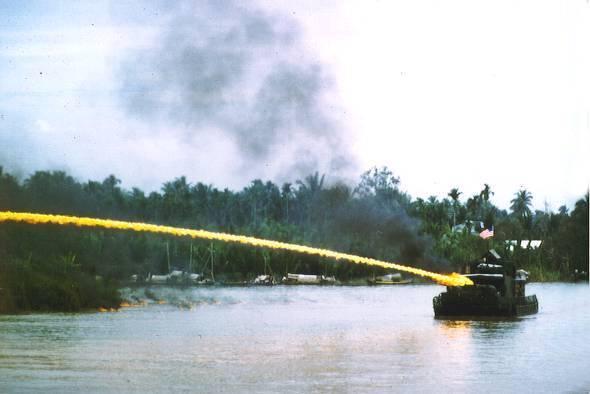 US Riverboat Mounted Napalm, South Vietnam, Vietnam War