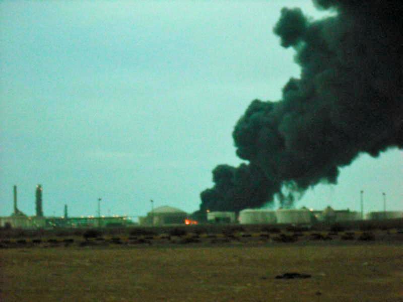 Ras Lanuf Petrochemical Complex in Flames, Ras Lanuf Libya, March 2011