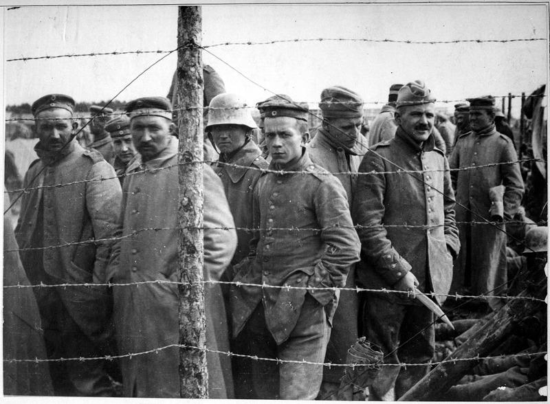 German POWs in a French Prison Camp, Western Front, World War I
