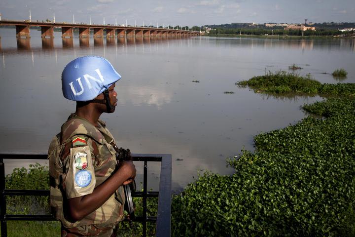 MINUSMA Peacekeeper Patrols Site of Mixed Commission Meeting, Bamako Mali, 2013