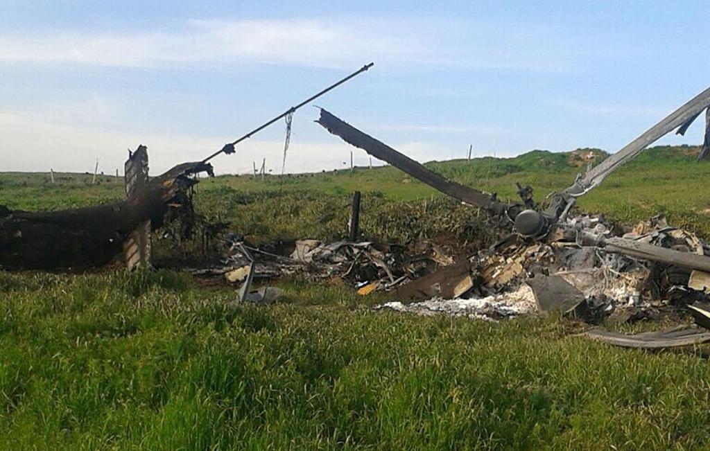 Destroyed Azerbaijani Helicopter amid Renewed Fighting in Nagorno-Karabakh; Apr. 2016