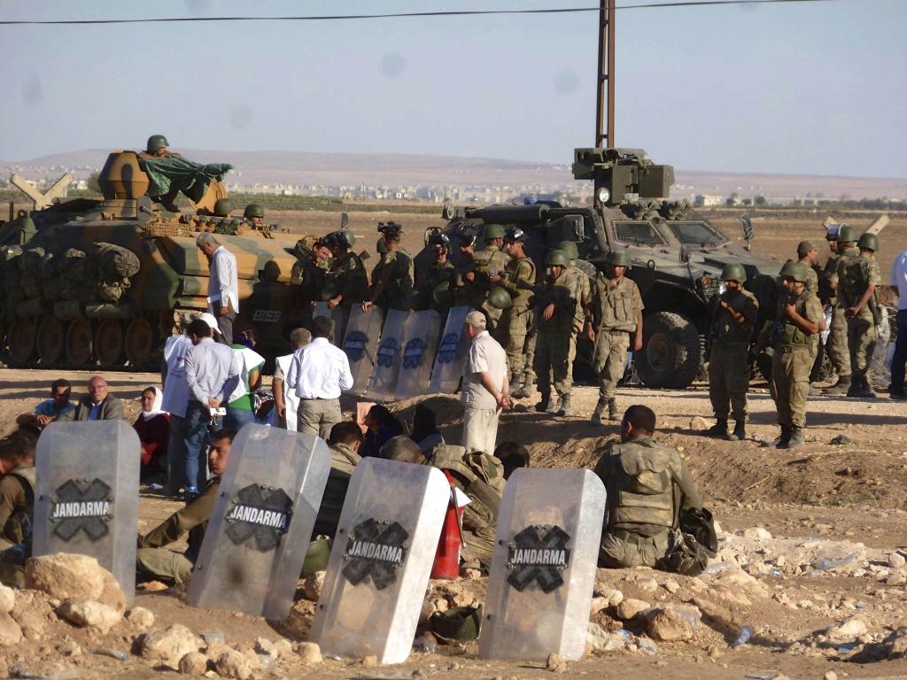 Turkish Soldiers Secure Syrian Border with Kobane, Suruc Turkey, September 2014