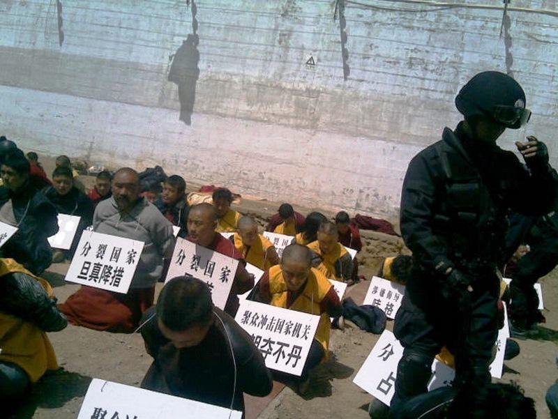 Tibetan Protester Monks Put Under Arrest by Chinese Authorities; Ngaba, Sichaun, China, Apr 2008