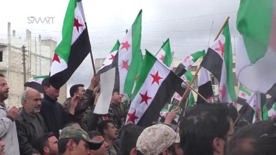 Anti-Syrian Government Protests; Azaz, Aleppo, Mar 2016