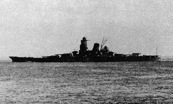 Japanese Battleship Musashi Leaving Brunei En Route to Battle of Leyte Gulf, 1944