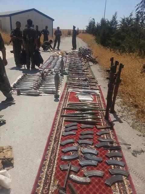 ISIS Weaponry and Ammunition Captured by YPG in Ein Issa, Syria; July 2015