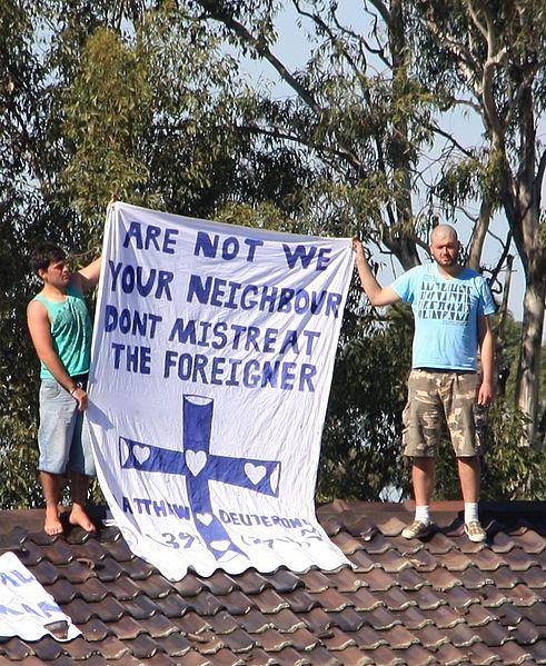 Asylum Seekers on roof of Villawood Immigration Detention Centre; Sydney, Australia, April 2011