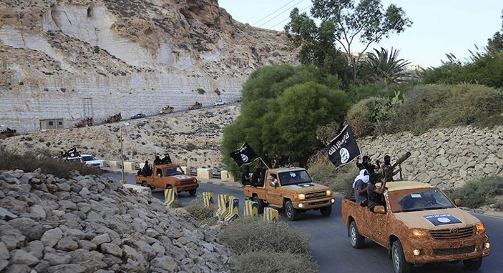 Islamic State Forces Parade Technicals Through Stronghold in Derna Libya, Jan 2015