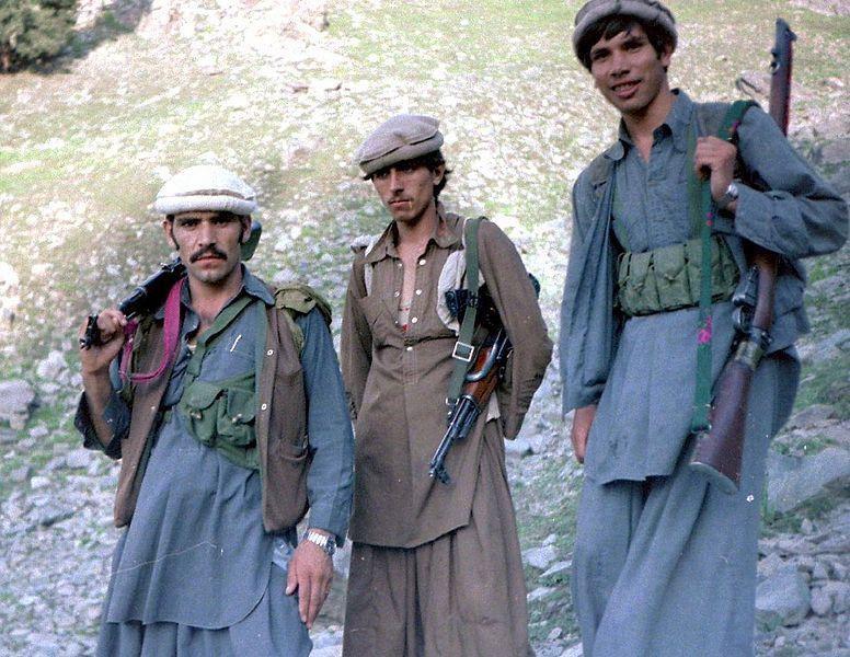 Three Afghan Mujahideen in Asmar, Kunar, 1985