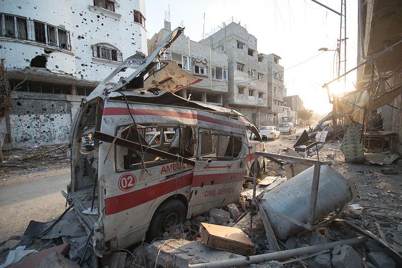Destroyed Ambulance & Neighborhood, Gaza, August 2014