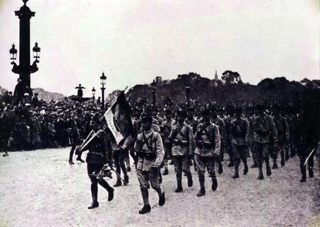 Serbian Troops on Parade in Paris, Post-Armistice, 1918