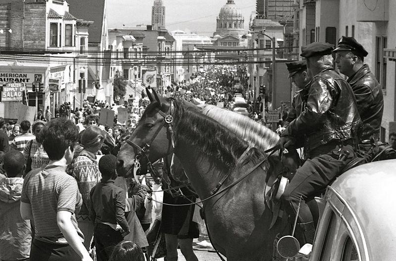 Mounted Police Observe Vietnam War Protest, San Francisco, April, 1967