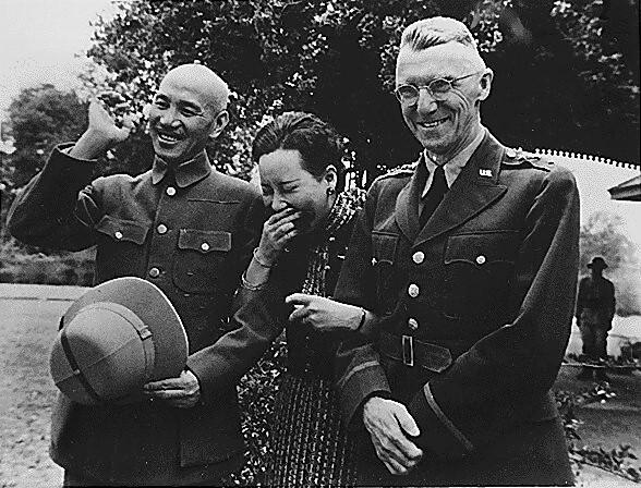 Generalissimo and Madame Chiang Kai-shek with American General Stillwell, Rangoon, Burma, April 1942