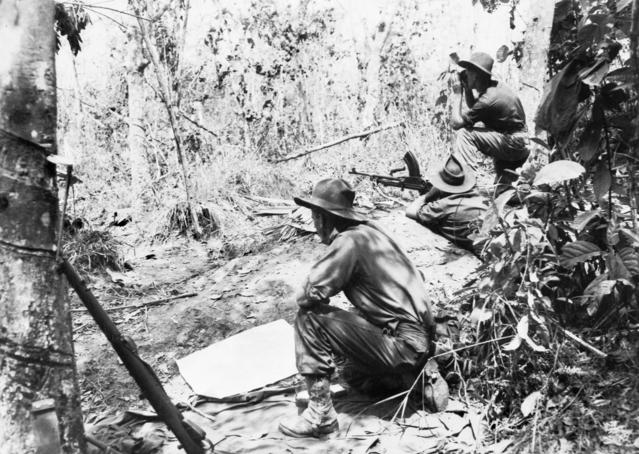 Australian Signal Corps in Defensive Position; WWII; Labuan, Malaysia; June 1945