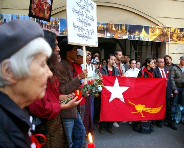 Pro-Saffron Revolution Protest Orchestrated by Burma Center Prague; Czech Republic, November 2011