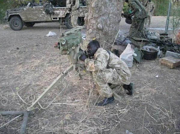 SPLM-N Soldier With Captured Weapon, South Kordofan, Jan 2015